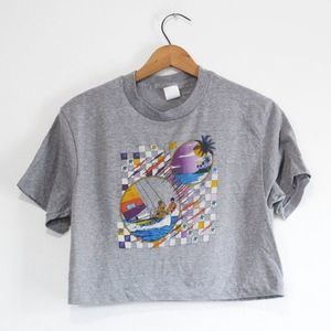 Vintage Gray Graphic Crop Top